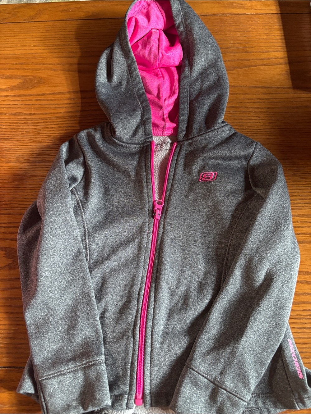 Skechers Gray Hoodie with Bright Pink Trim